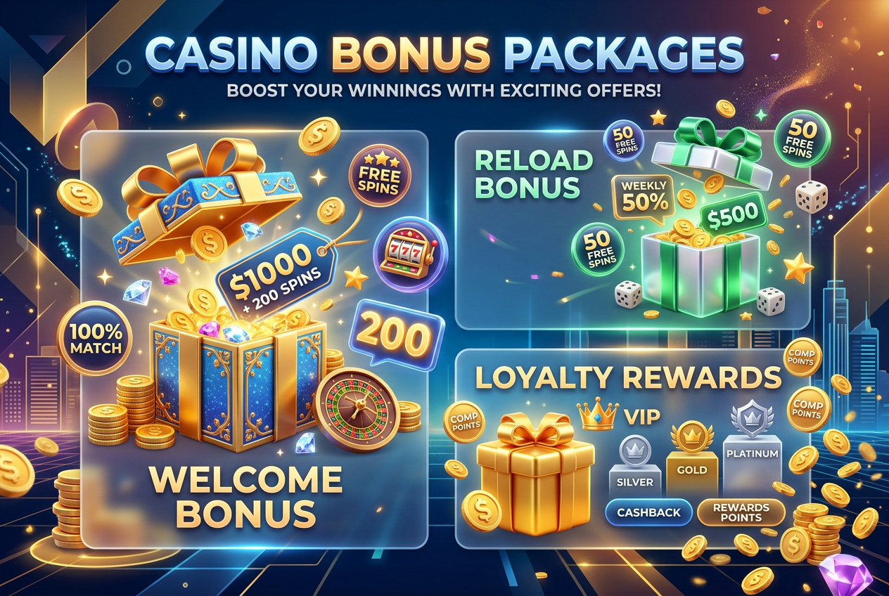 Modern visualization of casino bonuses like free spins and cashback rewards